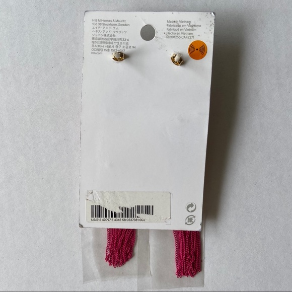 H&M Hot Pink Chain Tassel Earrings 🆕 - Picture 4 of 5